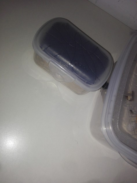 il nido in legno è stato isolato con il "pongo", inserito in una scatola in plastica, oscurato con carta nera e collegato all' arena