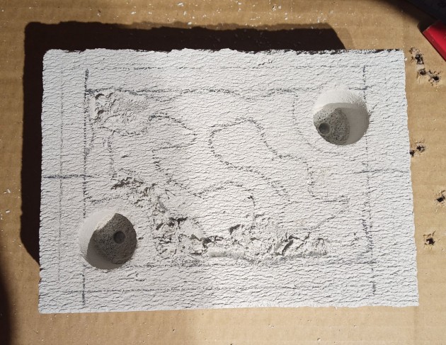 Disegno della struttura e foratura delle due riserve d'acqua (con fresa a tazza)